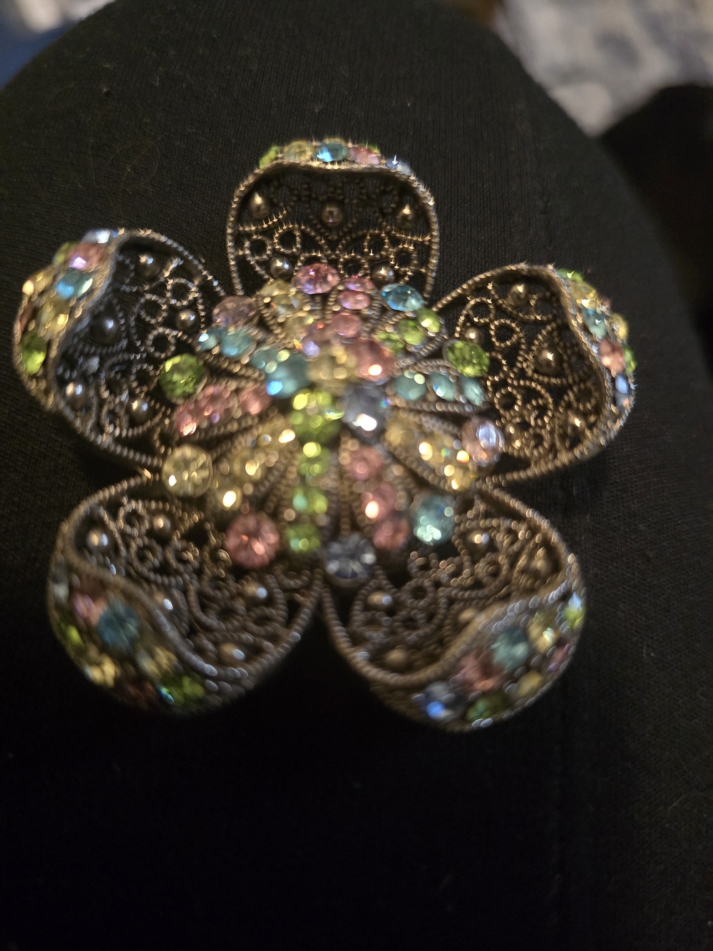 Multi-Color Crystal Floral Brooch - Brand: